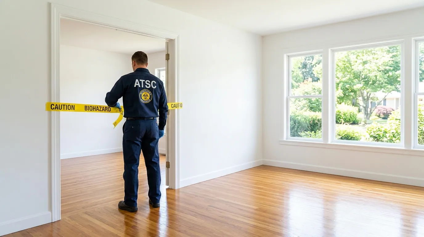 Certified biohazard cleanup crew performing Trauma Scene Cleanup in Gun Barrel City